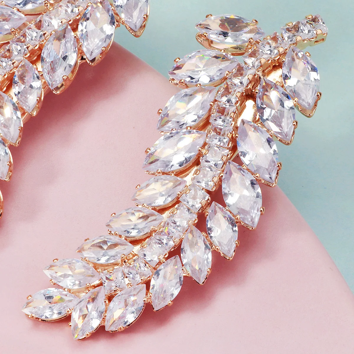 جديد ورقة على شكل الزركون الزفاف باريت رائعة يدويا شعر أميرات كليب الجانب اجتاحت الانفجارات كليب حفلة إكسسوارات الشعر هدية #5