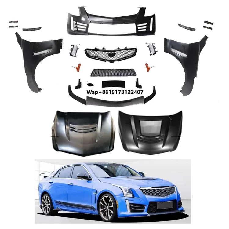 

ATS to ATS-V Model Auto Body System Include Front Bumper with Grille Front Lip Hood Fenders Body Kit for 2014-2019