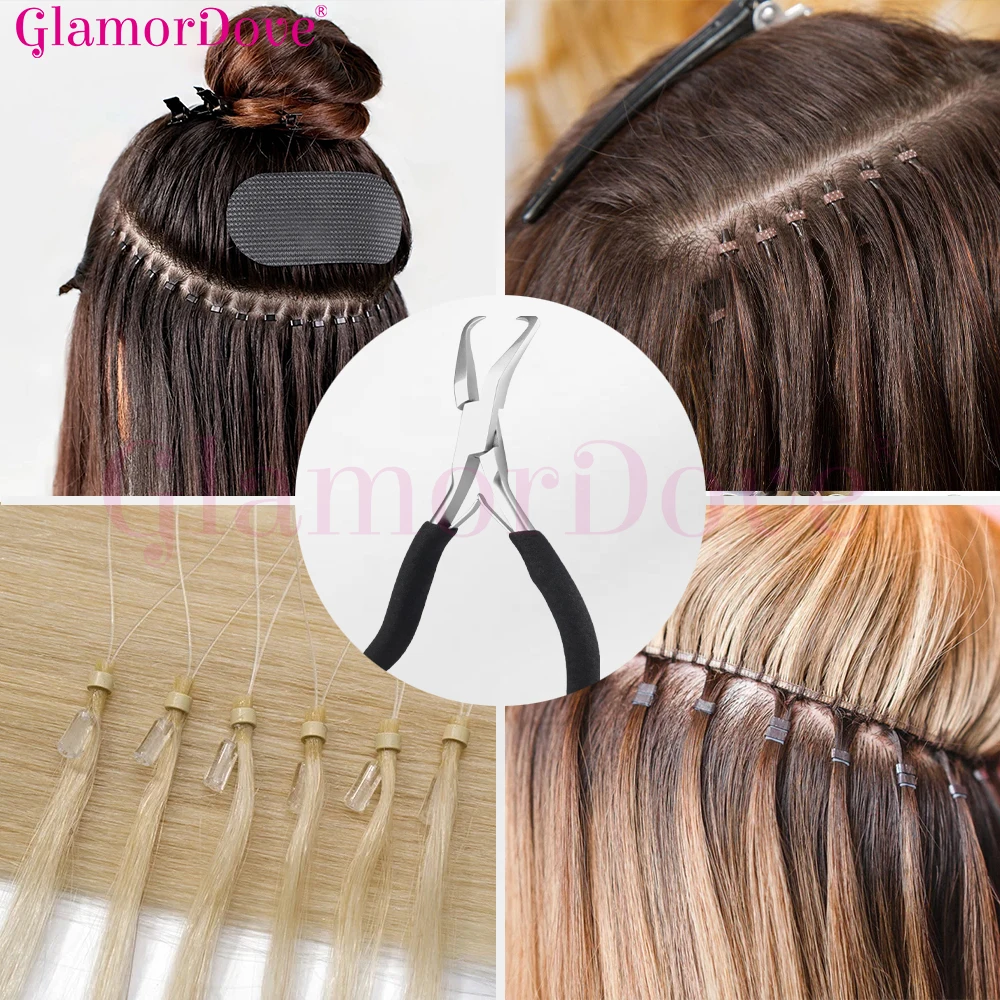 ARLANY كماشة تمديد الشعر لإزالة الخرز الصغير كماشة ميكرولينك مع مقبض مضاد للانزلاق لملحقات اللحمة #6