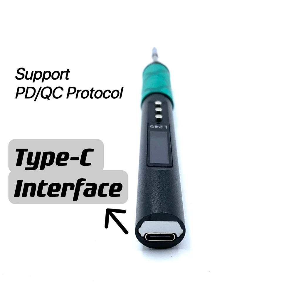 L245 65W Digitale Soldeerpen Draagbare Elektrische Soldeerbout Aluminium Cnc Shell Qc Pd Type-C Voor Jbc245 Zwart