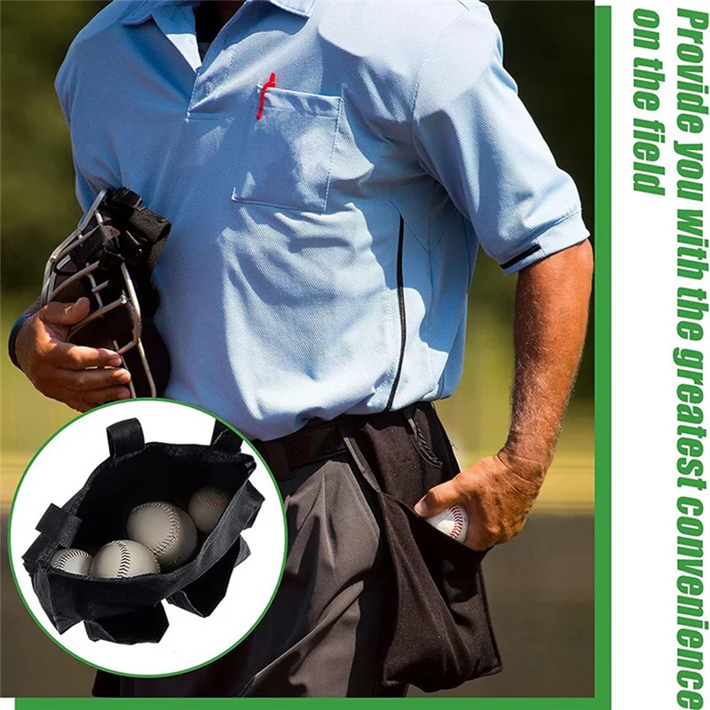 A48F-2 팩 심판 볼 가방, 2개의 측면 포켓이 있는 심판 장비, 야구 및 소프트볼용 큰 벨트, 사용하기 매우 간편함