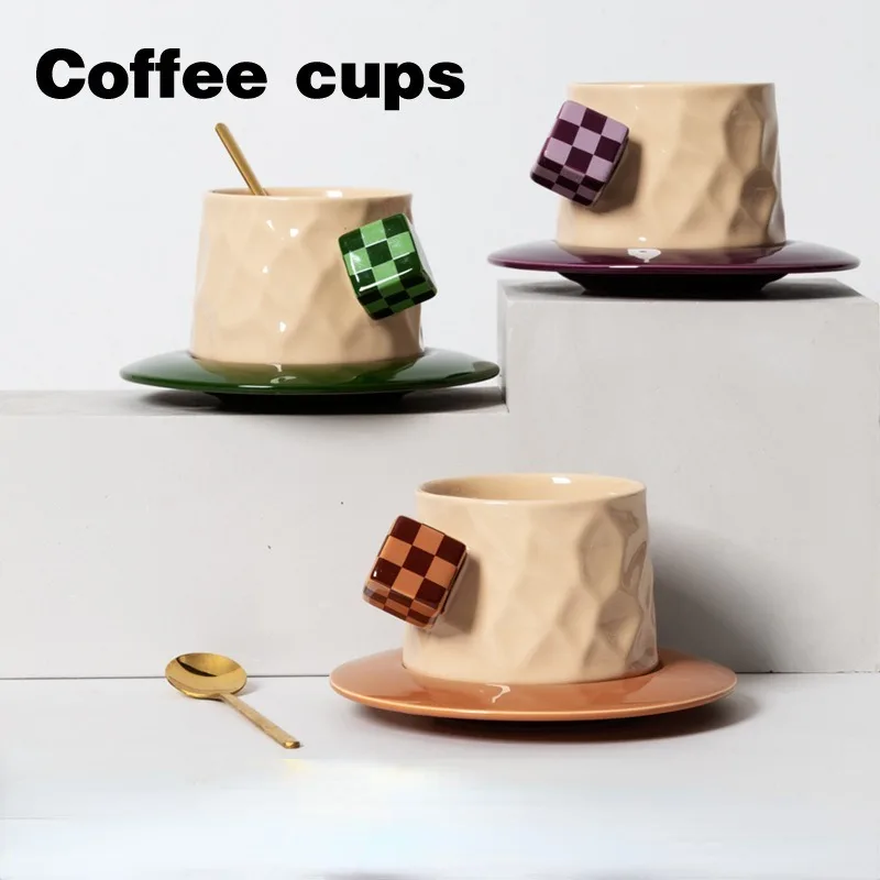 

New Nordic Style Ceramic Coffee Cup and Saucer Set High-value Afternoon Tea Hand-brewed Coffee Milk Cup High-end Exquisite Mug