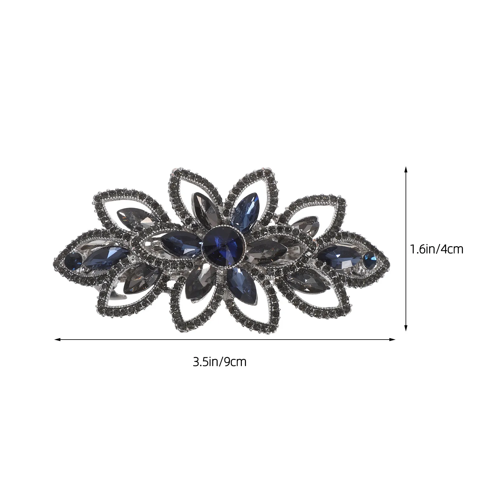 Vintage Flower Rhinestone Hair Barrettes for Women Sturdy Metal Spring Clip Secure Hold for Thick Thin Hair Elegant Hairstyling