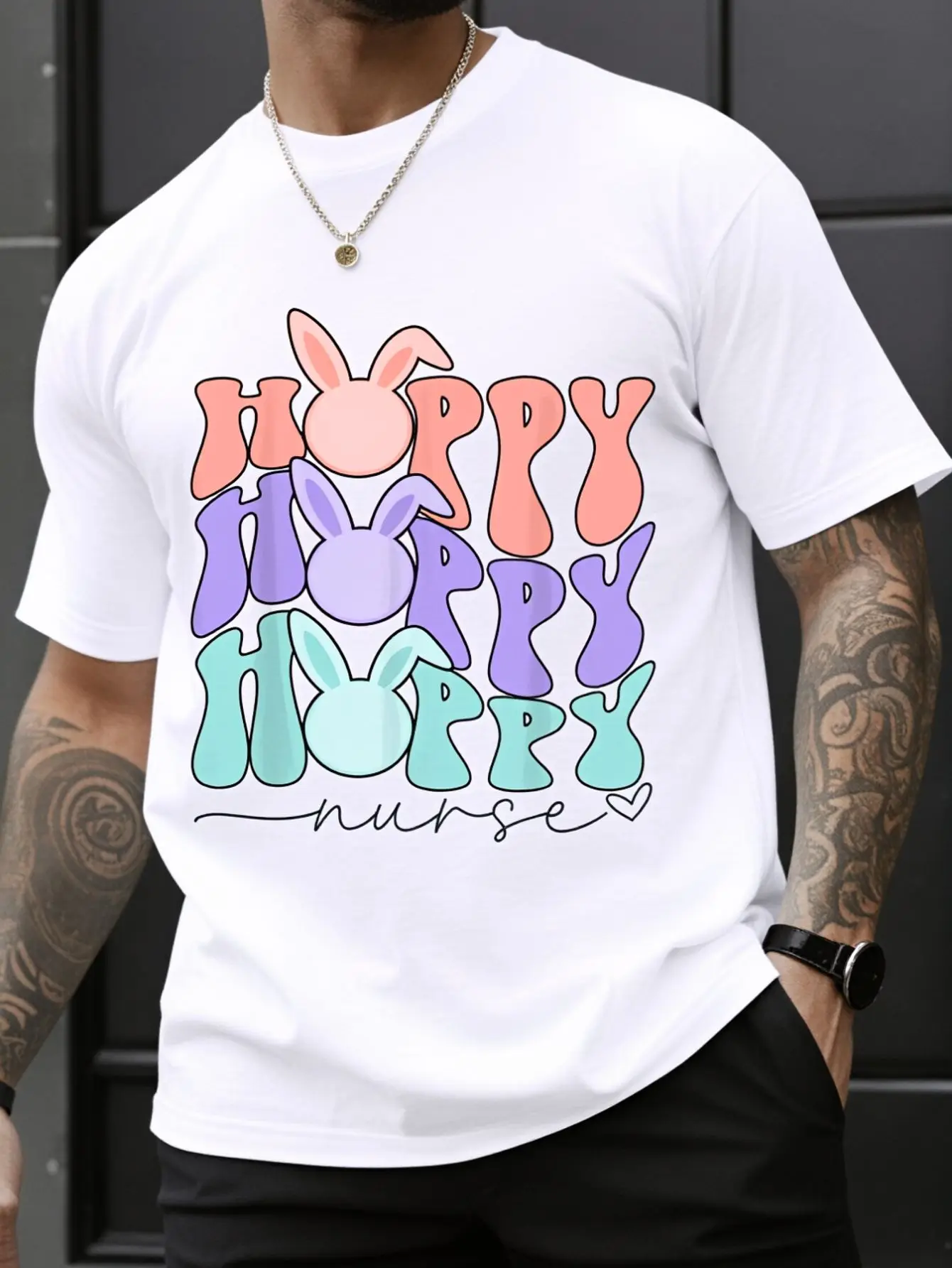 Retro Nurse Easter Hoppy Nurse Rn Easter Groovy Bunny Spring T-Shirt