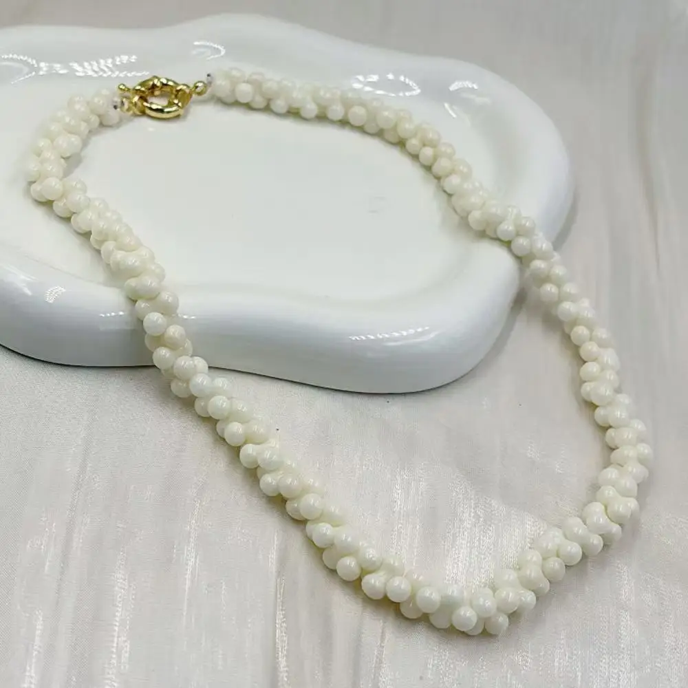 5x10mm Fashion White Bone Shape Delicate Genuine Natural Sea Bamboo Coral Collar Necklace 17-20inch