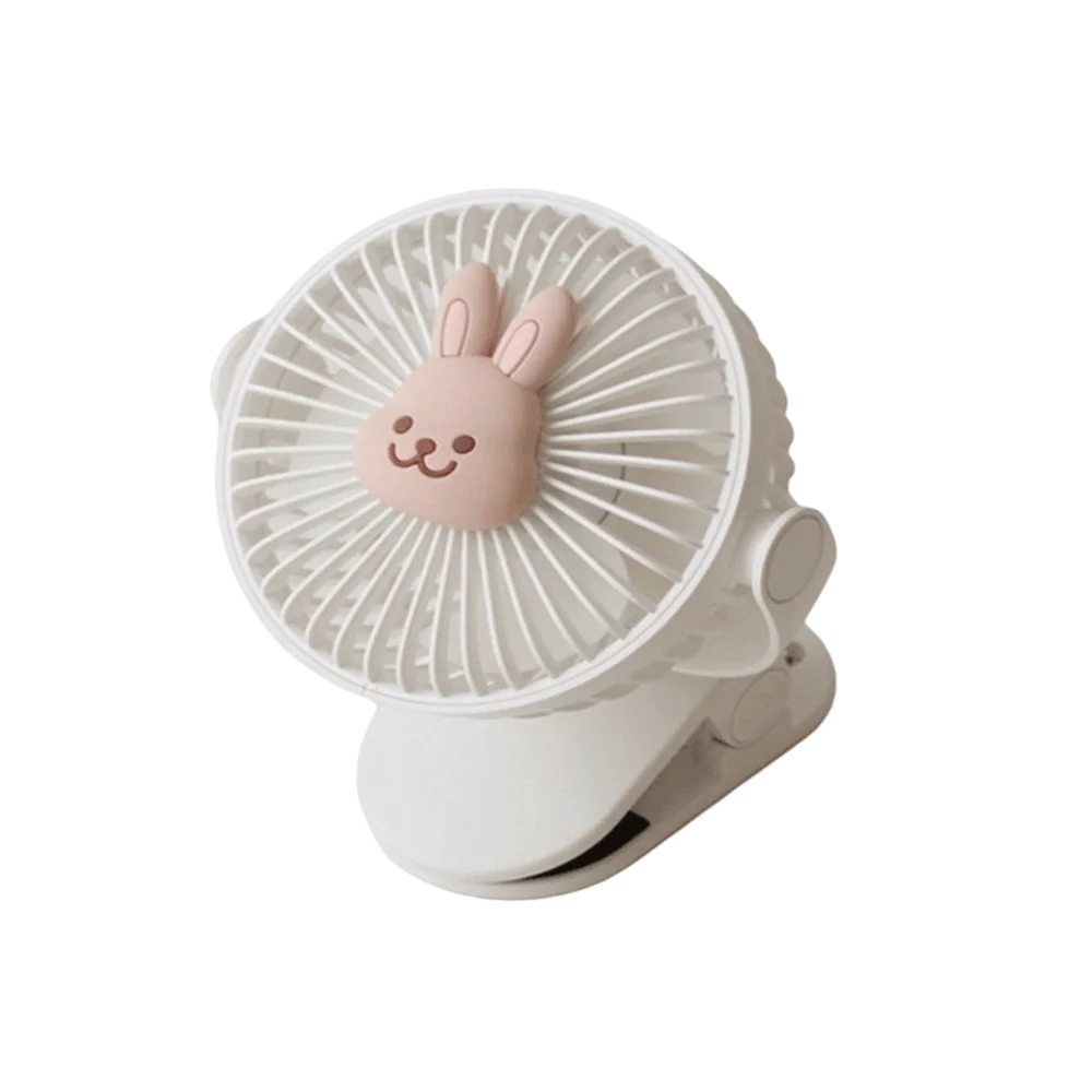 

3 Speeds Cart Stroller Fan Bear Lithium Battery Portable Outdoor Fan Noiseless Bunny Clip On Electric Fan for 3.7V1200mAh