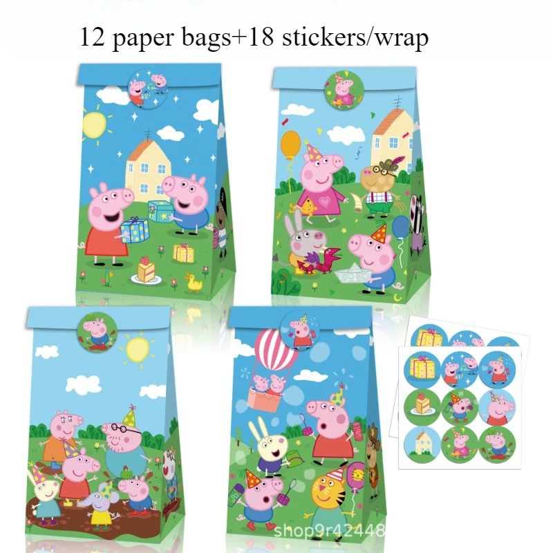 Anime Peppa Pig Creative Cute Candy Gift Bag Birthday Party Candy Popcorn Festival Gift Packaging Paper Bag Christmas Gift Bag