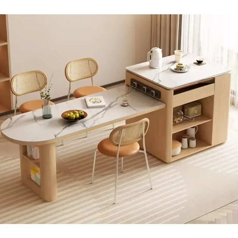 

Modern minimalist furniture retractable dining table with melamine slate
