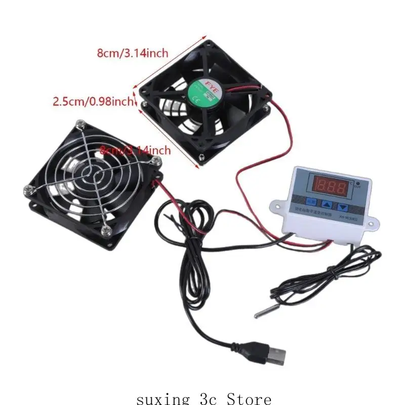 Versatile USB Cabinet Cooling Fan with Temperature Control for Home Theater Plant House MultiSpeed Controller Fan