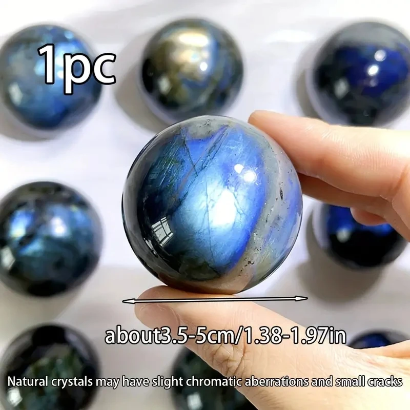 Premium Natural Labradorite Quartz Crystal Ball Blue Light Violet Sphere for Home Decor Tabletop Display Unique Gift Idea