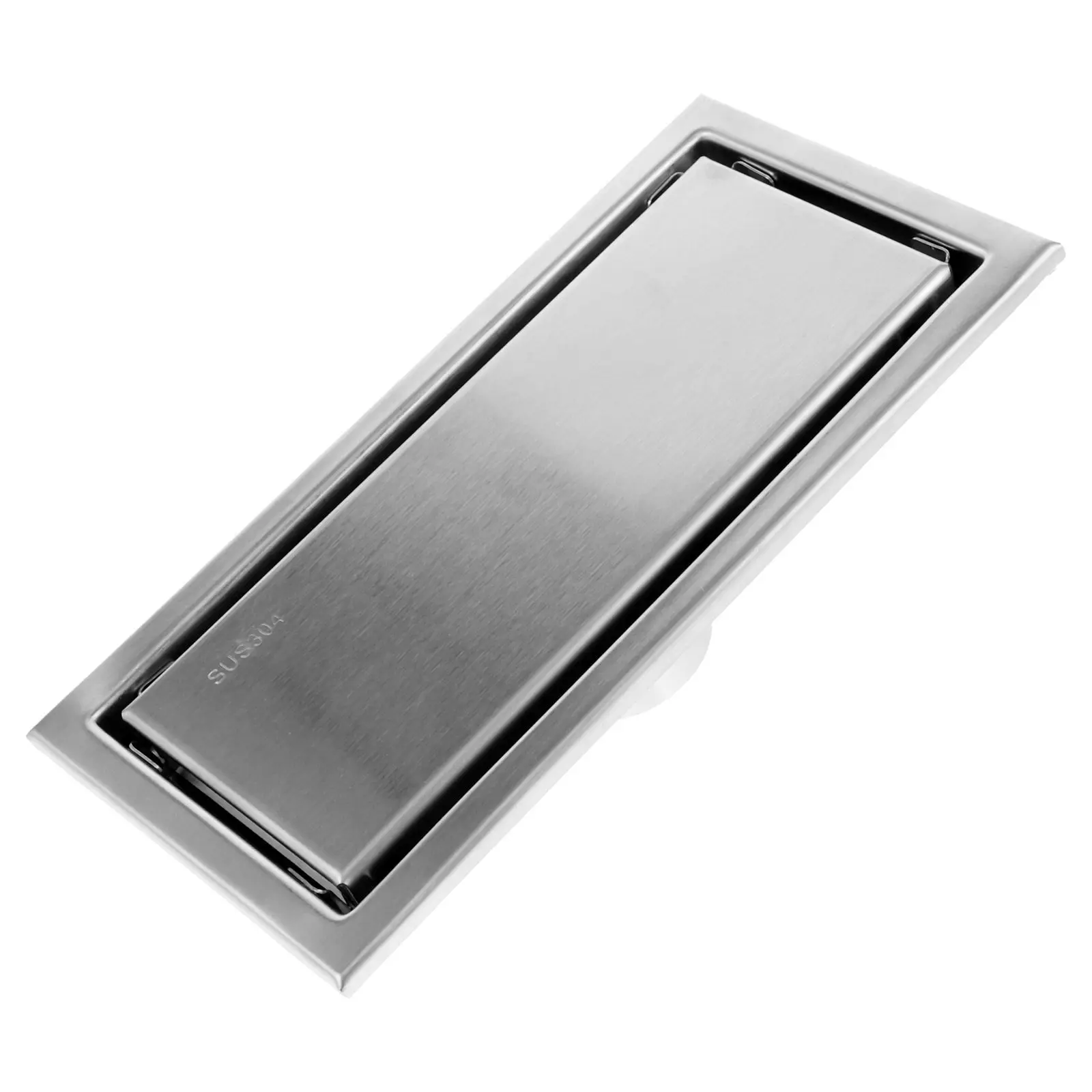 

Rectangle Stainless Steel Shower Floor Drain Invisible Large Displacement Drain Cover for Bathroom Balcony Tile Installation
