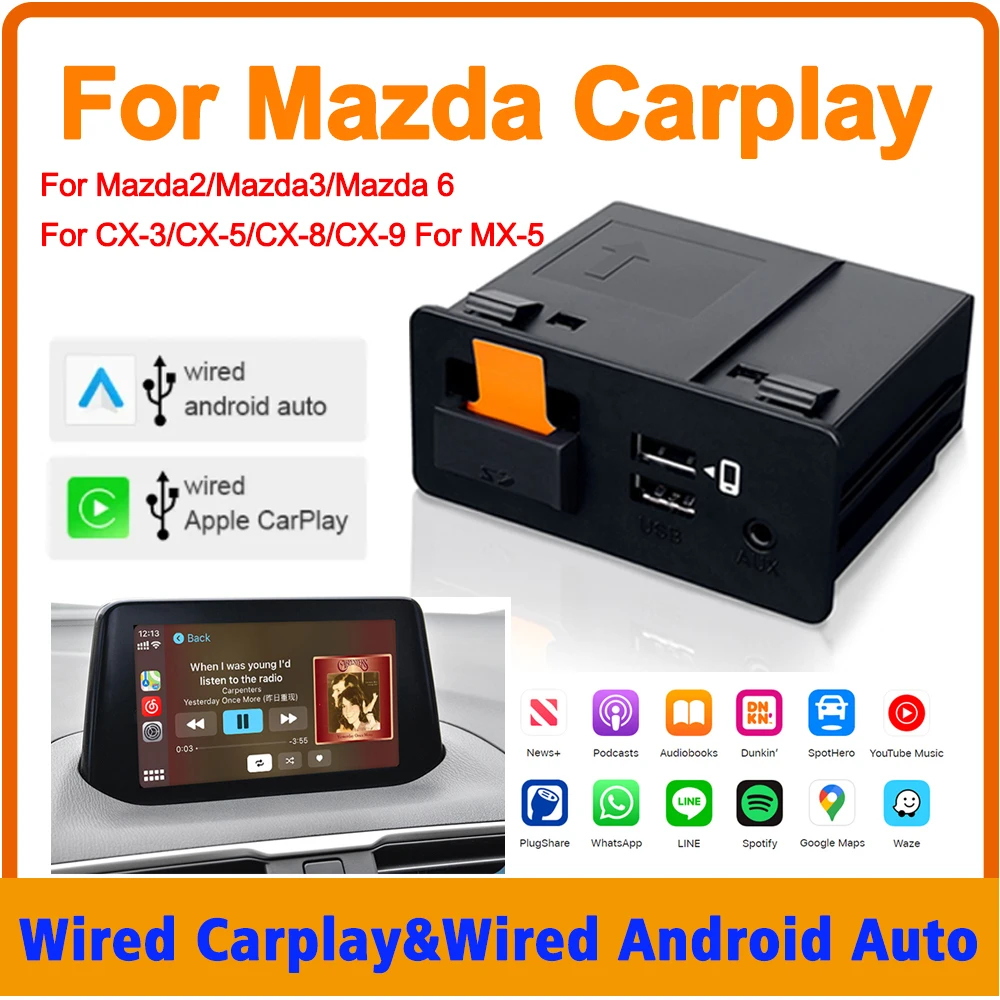 Upgrade P2 Apple CarPlay Android Auto USB Adapter Hub OEM  Retrofit For Mazda 2 3 6 CX30 CX5 CX8 CX9 MX5 Miata TK78669U0C Kit