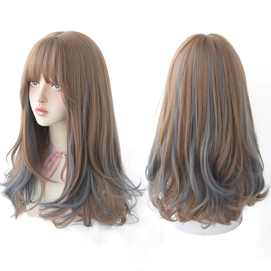 

Длинные волнистые коричневые синтетические парики с челкой для женщин, мода, омбре, шоколад