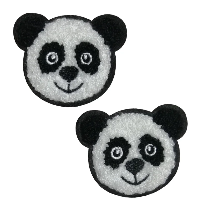 Attractive Price 3pcs Lovely Chenille Panda Embroidered Patches Cartoon Animal Applique for Kids Knit Beanie Hat Jean