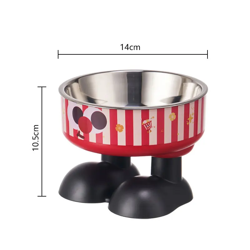 

Cartoon Pet Bowl Cat Dog Cute Elevated Food Water Dish Anti Spill Detachable Design Stainless Steel Kawaii French Fries Style