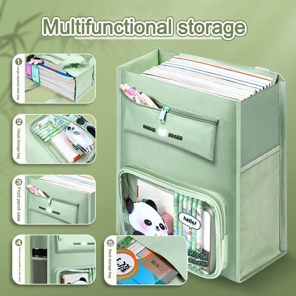 Portable 4-layer Tote School Bag Canvas Bag Large-capacity Tutorial Bag Students Handbag Student