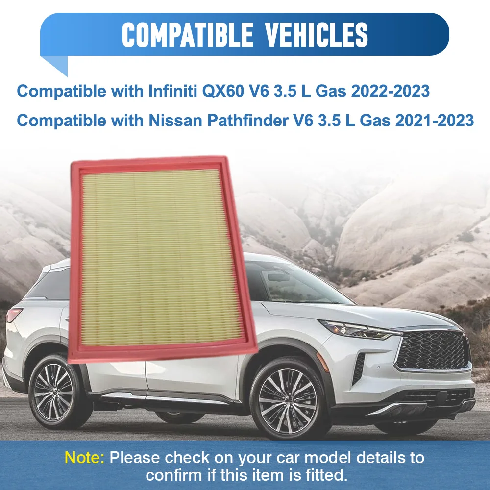 

Воздушный фильтр двигателя 16546-6TA0A CA12931 для Infiniti QX60 V6 3.5L Gas 2022-2023 для Nissan Pathfinder V6 3.5L Gas 2021-2023