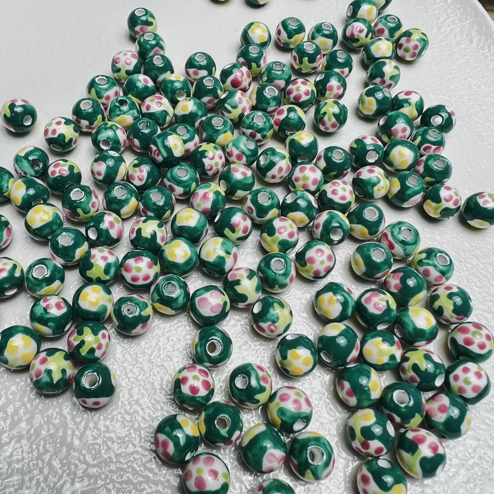 Green Light Colored Ceramic Beads Tulip Butterfly Blocks for DIY Necklace Bracelet Accessories