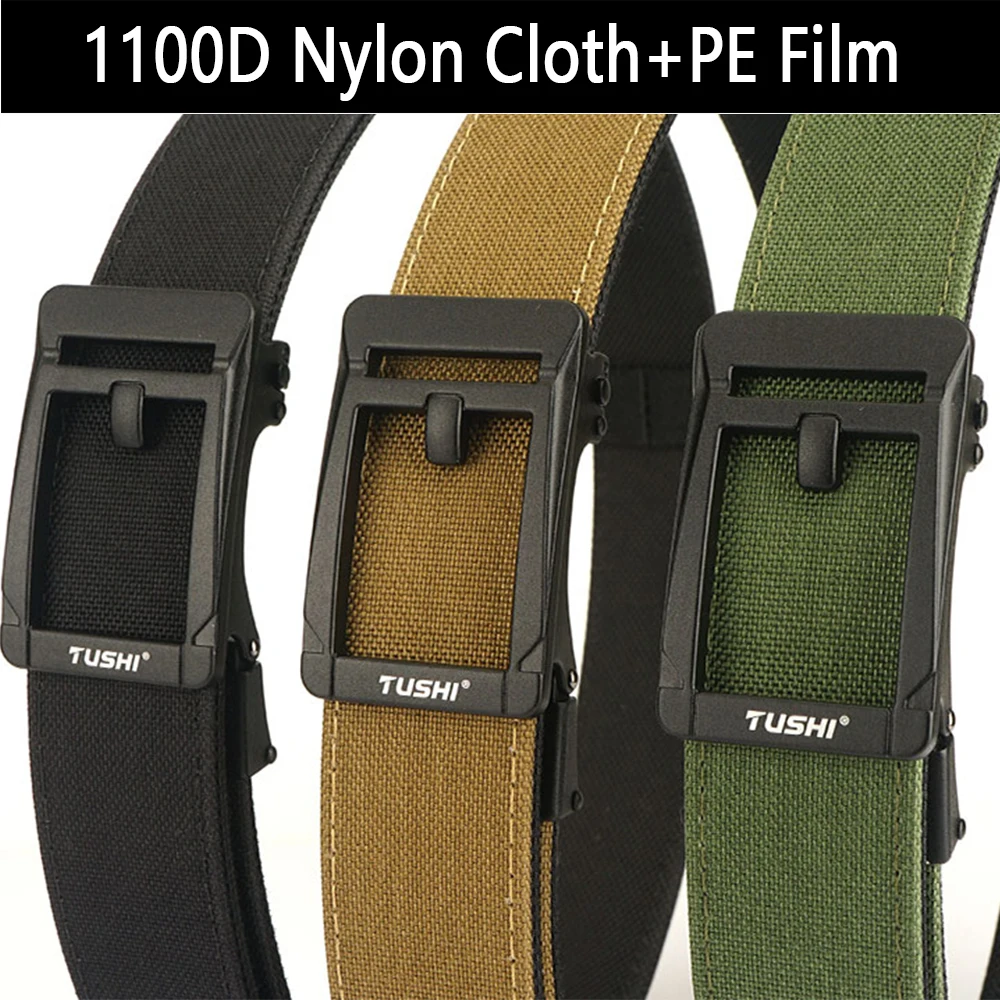 TUSHI New Rigid Tactical Belt for Men Metal Buckle Quick Release Police Duty Military Gun Belt Thick Nylon Casual Trouser Girdle