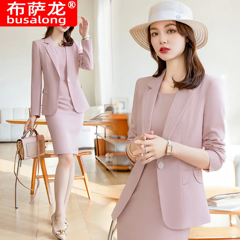 Blue Suit Female Work Clothes Temperament Professional Skirt Workwear Fashion Formal Wear Suit Dress Two-Piece Suit