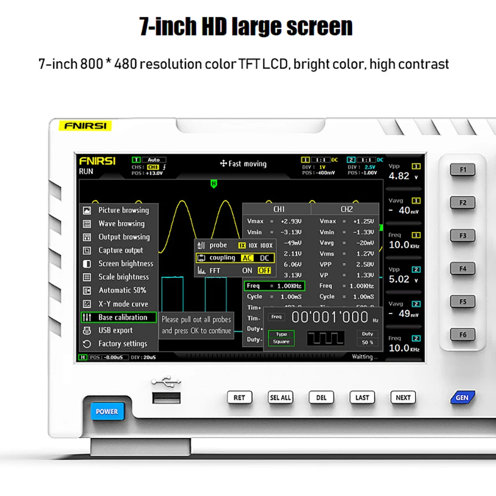 Tavolo oscilloscopio digitale USB 1014D 2 In 1 generatore di segnale di ingresso a doppio canale 1GSa/s frequenza di campionamento 100MHz * 2