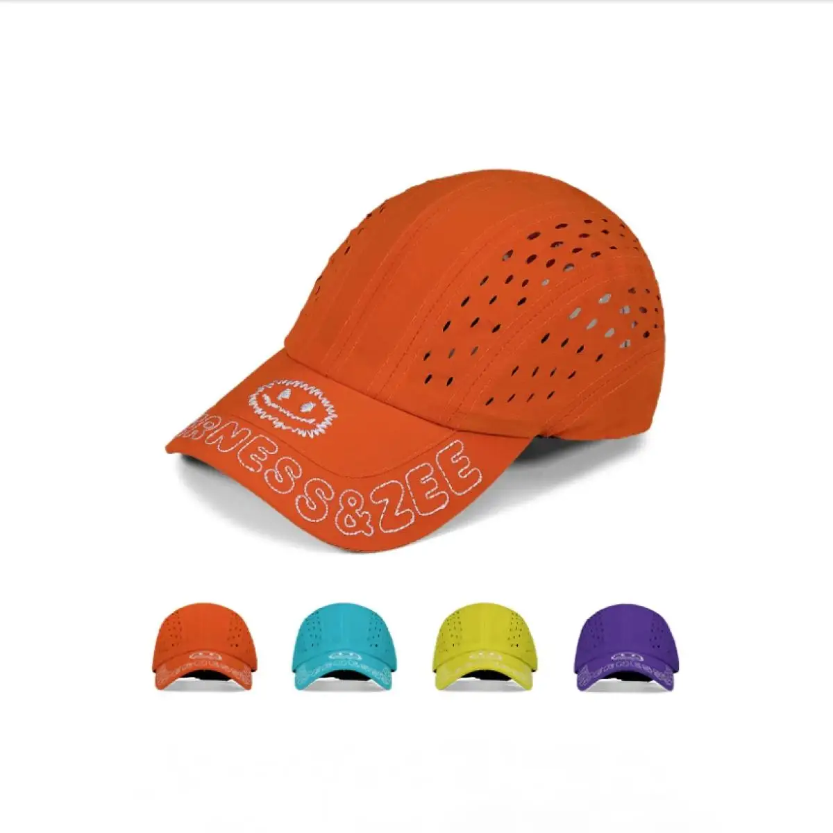 Baseball Cap Men Women Plain Smiley Embroidery Mesh Nylon Quick Dry Breathable Sunscreen for Outdoor Running Streetwear Headwear