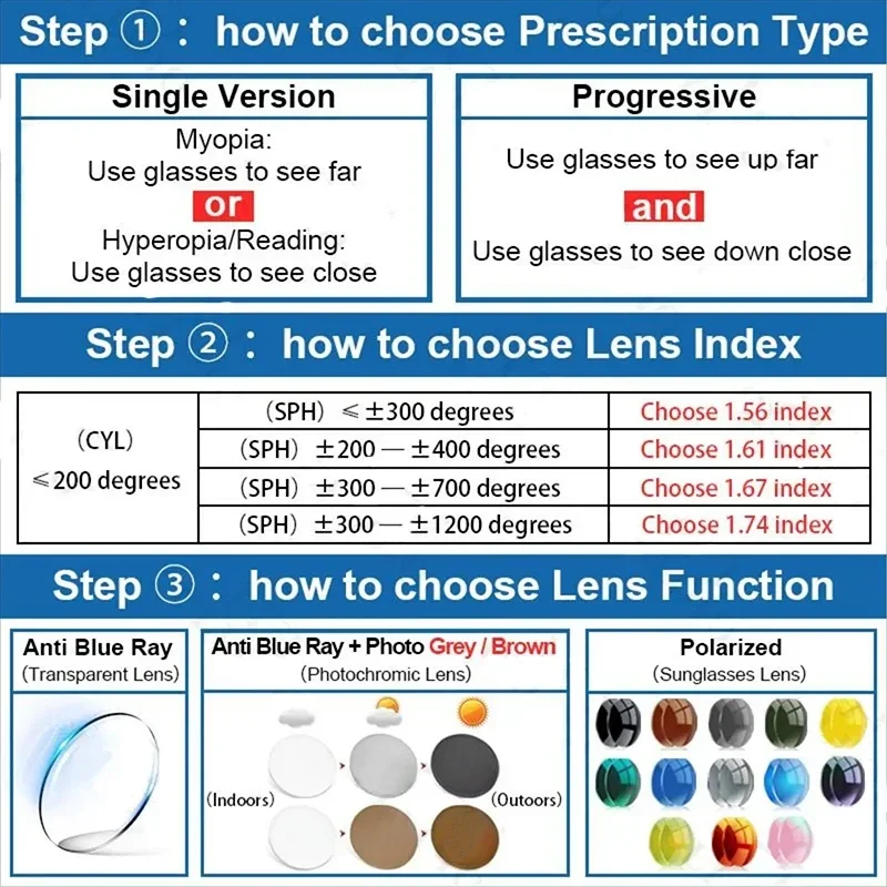 SZTZX Women Fashion Cat Eye Prescription Glasses Anti Blue Light Photochromic Myopia Eyewear Custom Progressive Reading Glasses