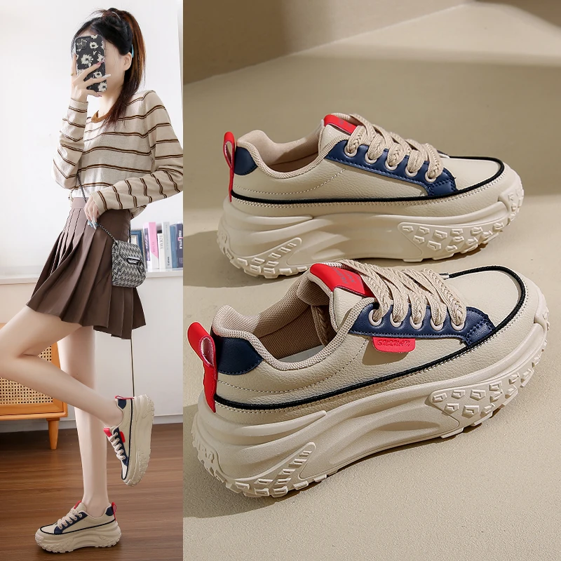 

Women Shoes 2025 New Autumn Trendy Brand Torre Female Thick Sole Increased Casual Flow Reflective Sports Running Trendy Shoes