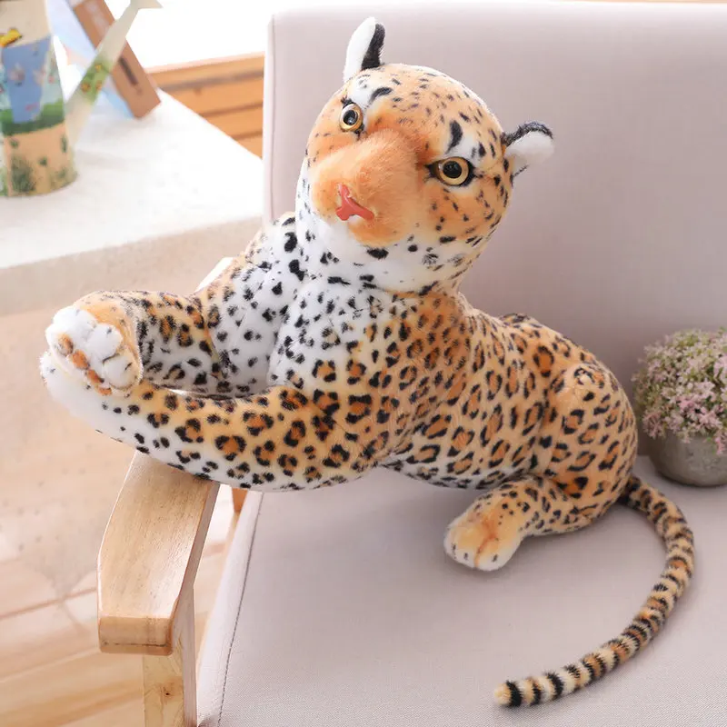 Hot Forest King Multisizes Simulation Stuffed Wild Animal Cheetah Plush Black Panther Leopard Soft Toys Home Decoration Gift