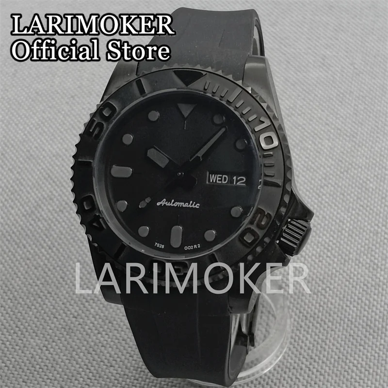 

LARIMOKER 40mm Black white Dial Luminous Japan NH36A Automatic Mens Rubber strap Watchl AR coating Sapphire Glass Luminous Hand