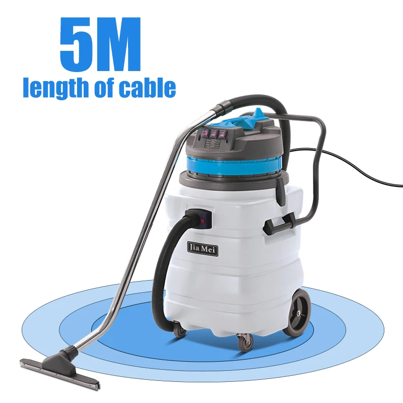 Industrial 90L Dual-Use Vacuum Cleaner Manual Large Suction Water Removal Hotel Machine Wet & Dry 3-Motor Powerful Plastic Tank