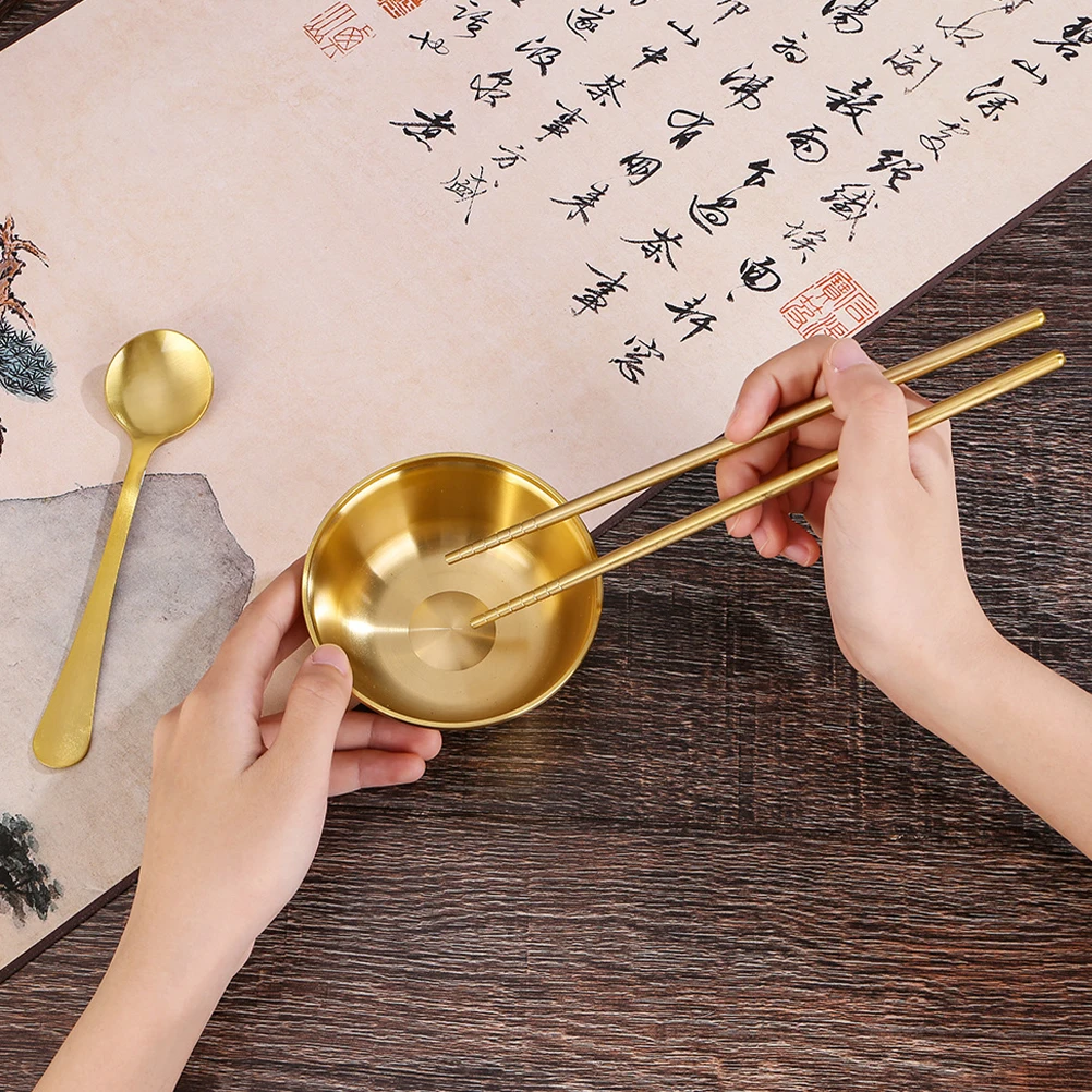 

Brass Tableware Set Chopstick Spoon Chopsticks and Ramen Decorations Fruit Storage Bowl Bowls Soup