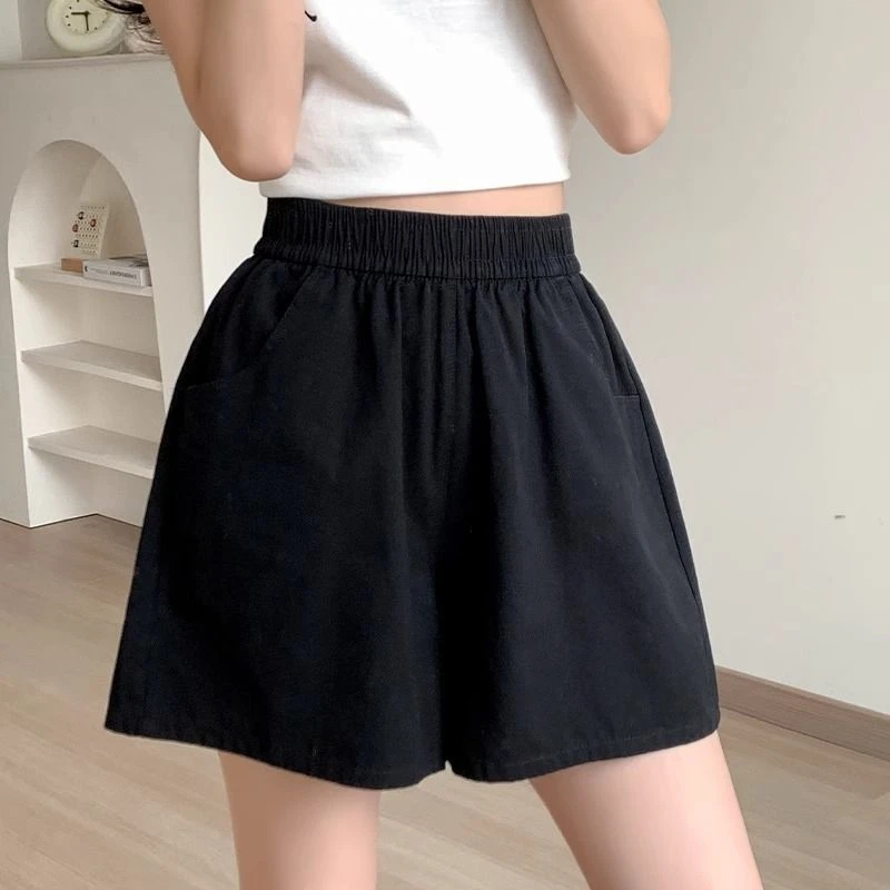 

Черные шорты для инструментов, женские летние тонкие шорты 2025, новые свободные повседневные спортивные брюки до колена с пятью точками, популярные