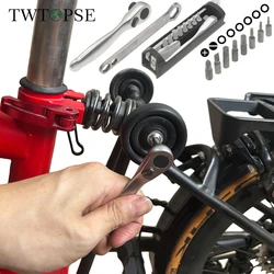 TWTOPSE Bicycle Repair Tool For Brompton Folding Bike Seat Tube Hidden Toolkit A C Line Frame Ratchet Driver Spanner 8 Bits Tool