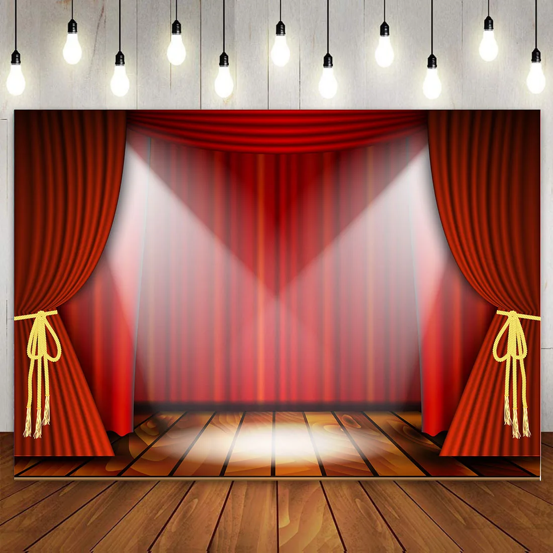 Stage Theater Red Curtain Backdrop Decor for Kids Birthday Party Banner Photography Background Performance Award Ceremony Show