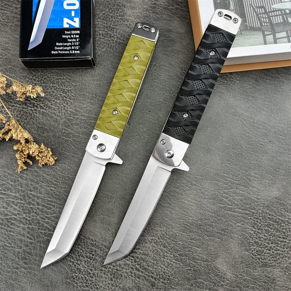 Black/Green Z04 Folding Knife 440C Tanto Blade Nylon Fiber Handle EDC hand Tool Portable Tactical Camping Pocket Knife