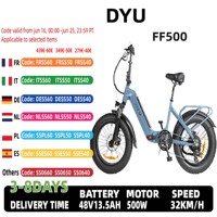 DYU FF500 E-bike Folding 500W Motor 48V14AH Lithium Battery City Riding Electric Bicycle Women's 20*4.0 Fat Tire Electric Bike