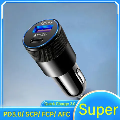 USB Car Adapter Quick Charge QC 3.0 20W PD Type C Fast Charger For iPhone 14 13 12 Pro Max Xiaomi Redmi Samsung S23 Mobile Phone