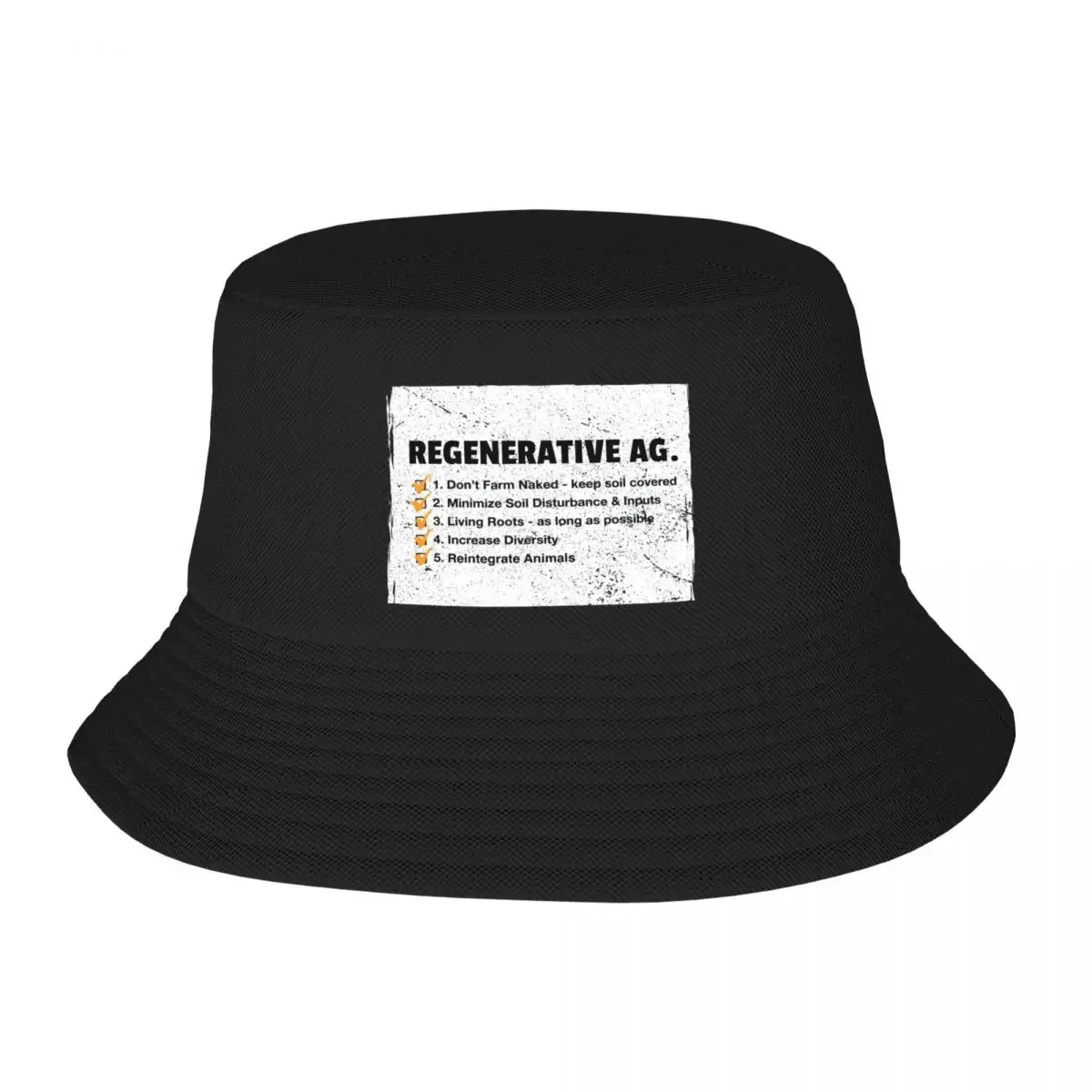 Regenerative Agriculture Principles Explained Eco Soil Health Checked Empowering Minimal Bucket Hat hiking hat Man Women's