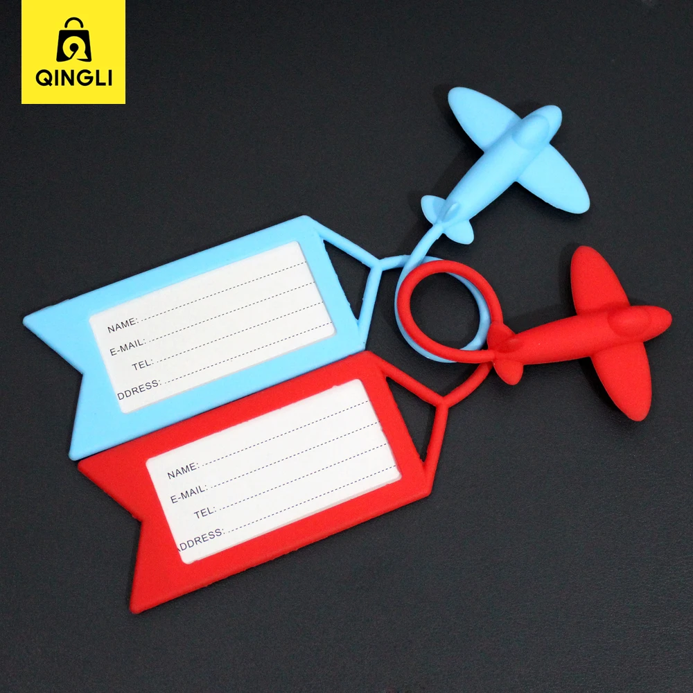 3D Silicone Airplane Luggage Tag Travel Necessities Suitcase Address Luggage Label Cover Name ID Holder Portable Boarding Tags