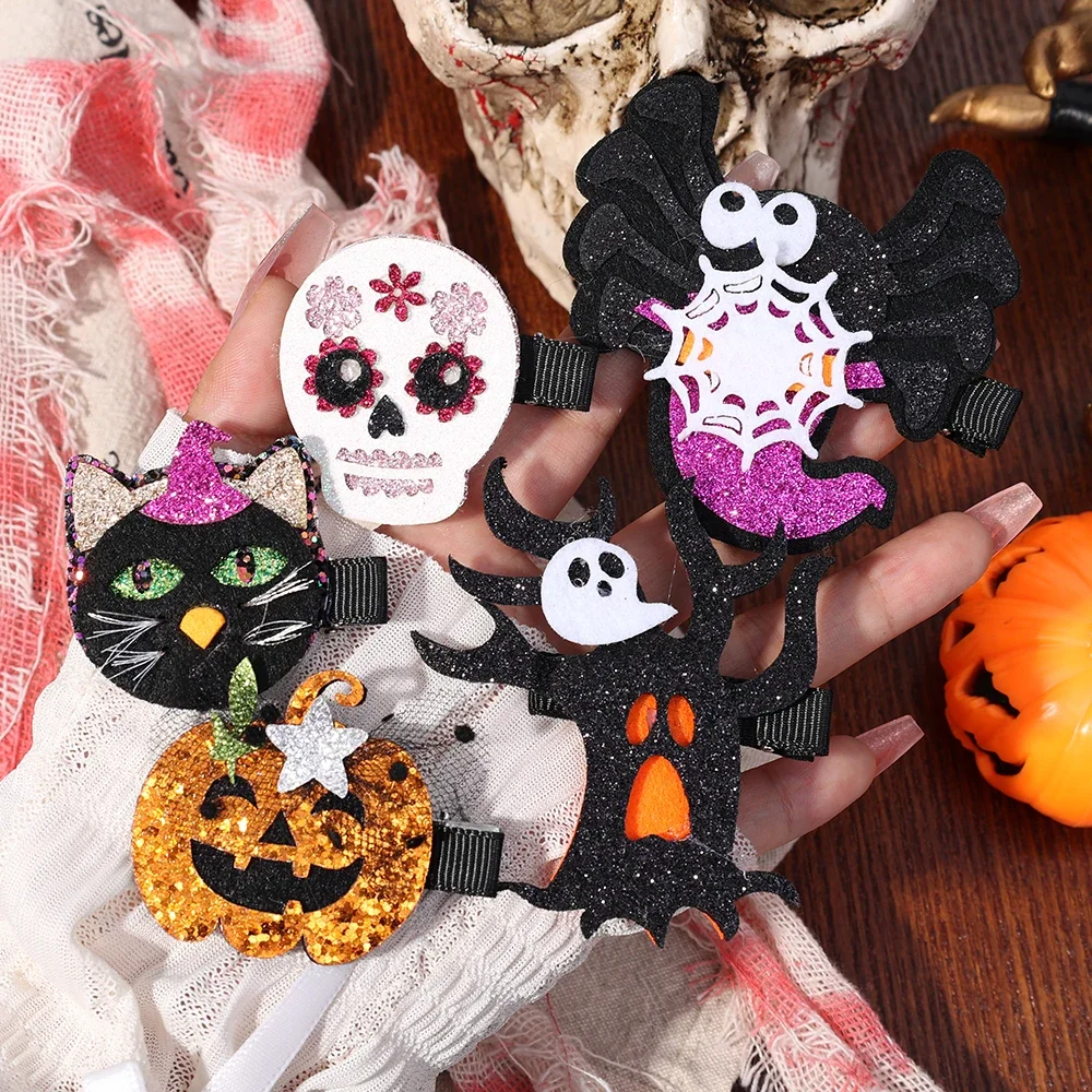 Gothic Spider Skull PumpkinHair Clips for Girls Dark Style Devil Eye Demon Skull Bat Hair Pin Halloween Party Hair Accessories