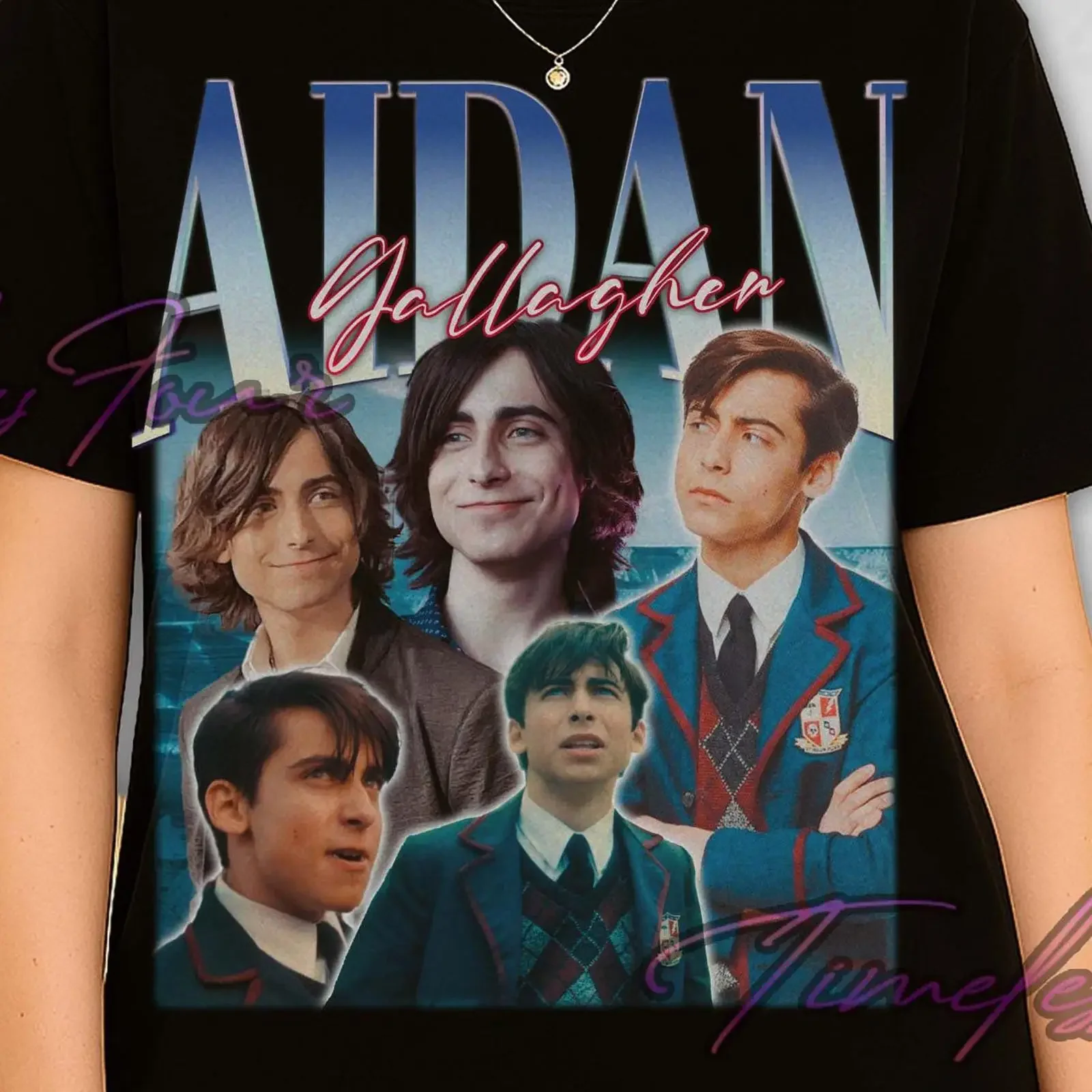 Camiseta Vintage Aidan Gallagher, Mercancía Retro del Actor Estadounidense, Informal para Fans de Nicky Harper, Gráfico Vintage Lavado, Versátil para Hombre