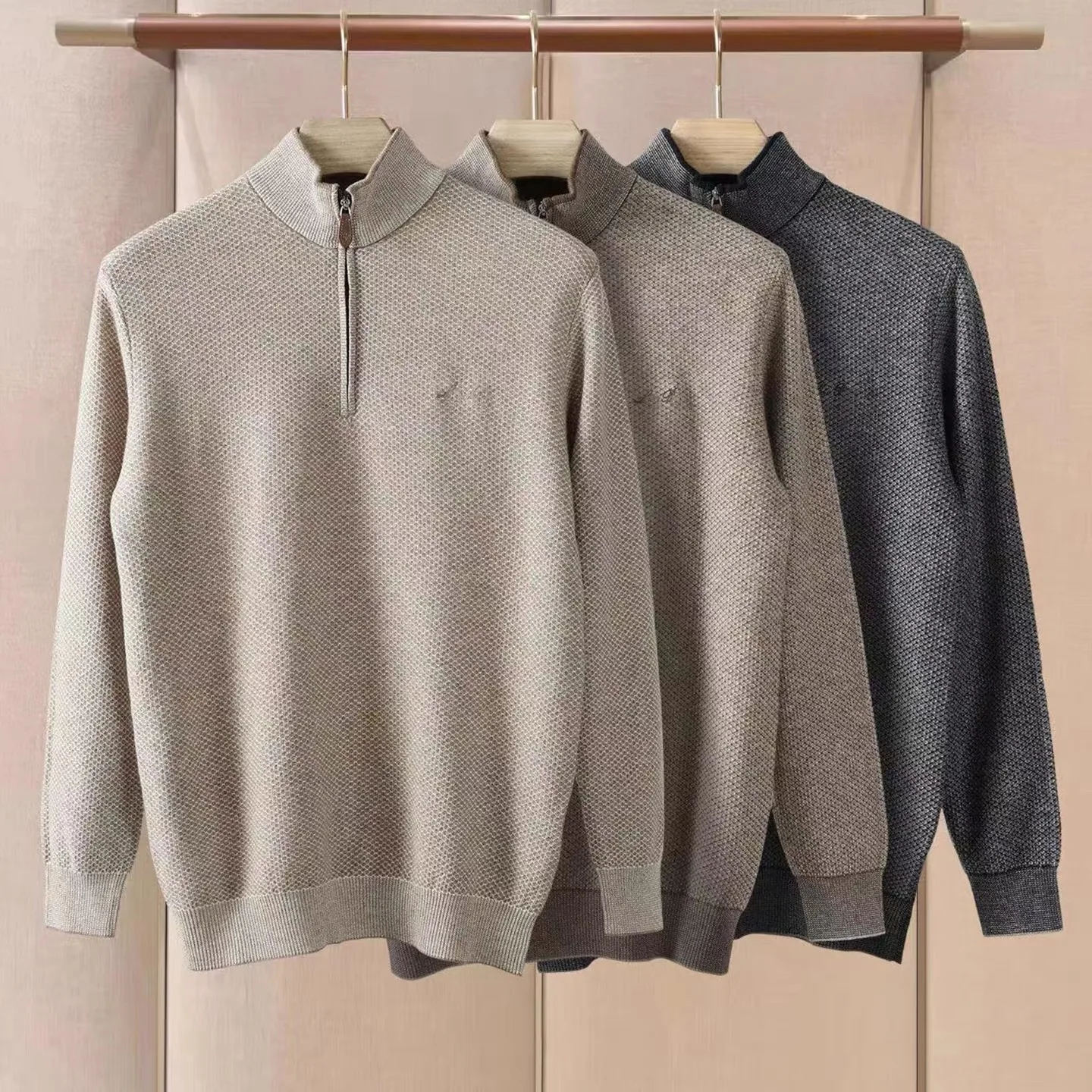 

Pure Wool Men's Knitwear Letter Embroidery f Zipper Long Sve Autumn Winter New Sle Ci Walk Home Commute Loose Fit