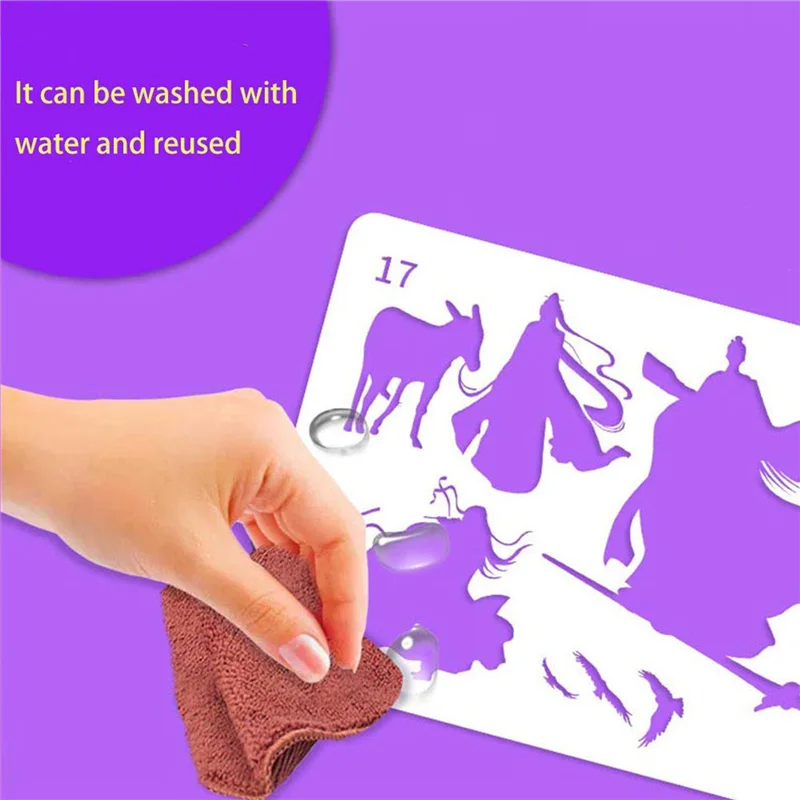 

AS96-24Pcs Mandala Painting Templates Perfect Animal Drawing Stencils Hollow Board For DIY Painting Art