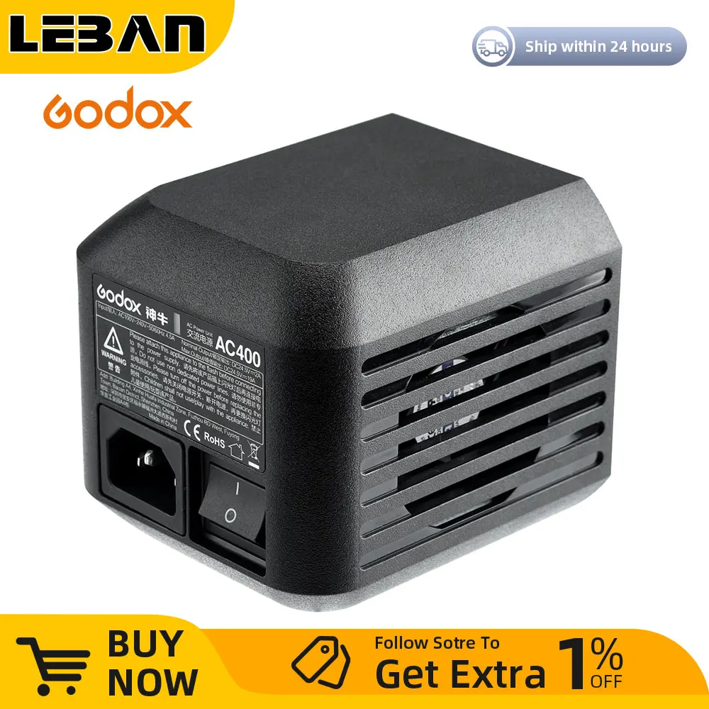 Godox AC400 AC Power Unit Source Adapter with Cable for AD400PRO Speedlite