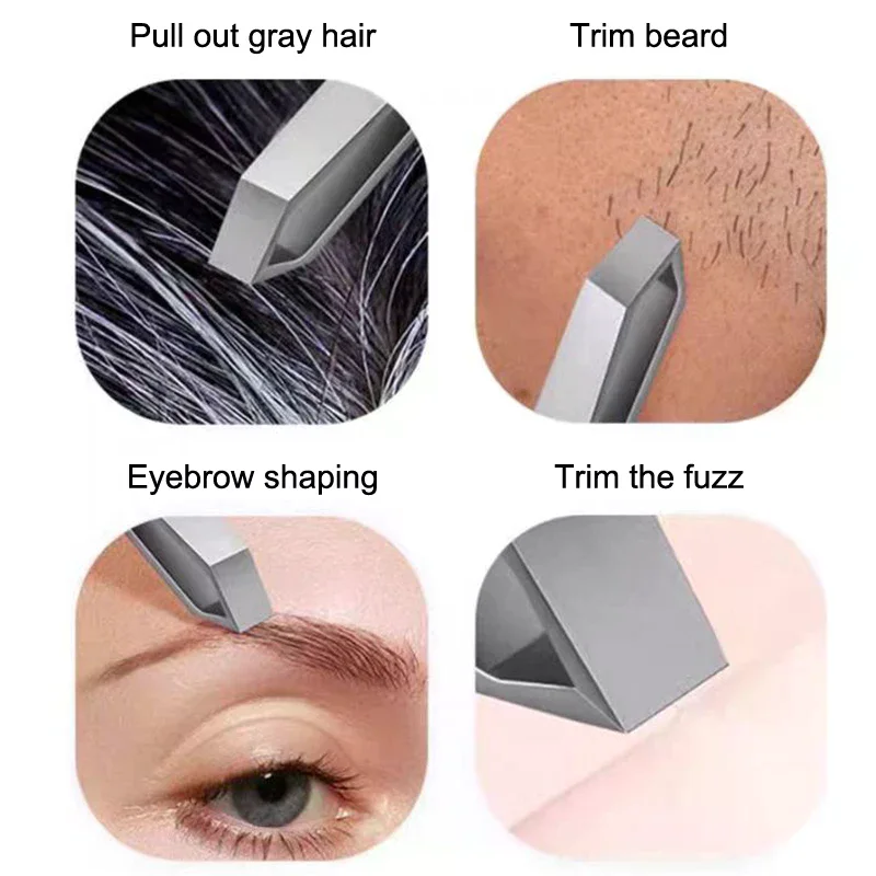 Verdikte roestvrijstalen pincet Baard Wenkbrauw Ontharing Gezichtshaar Plukgereedschap Platte punt Ontwerp voor gemakkelijke grip Duurzaam