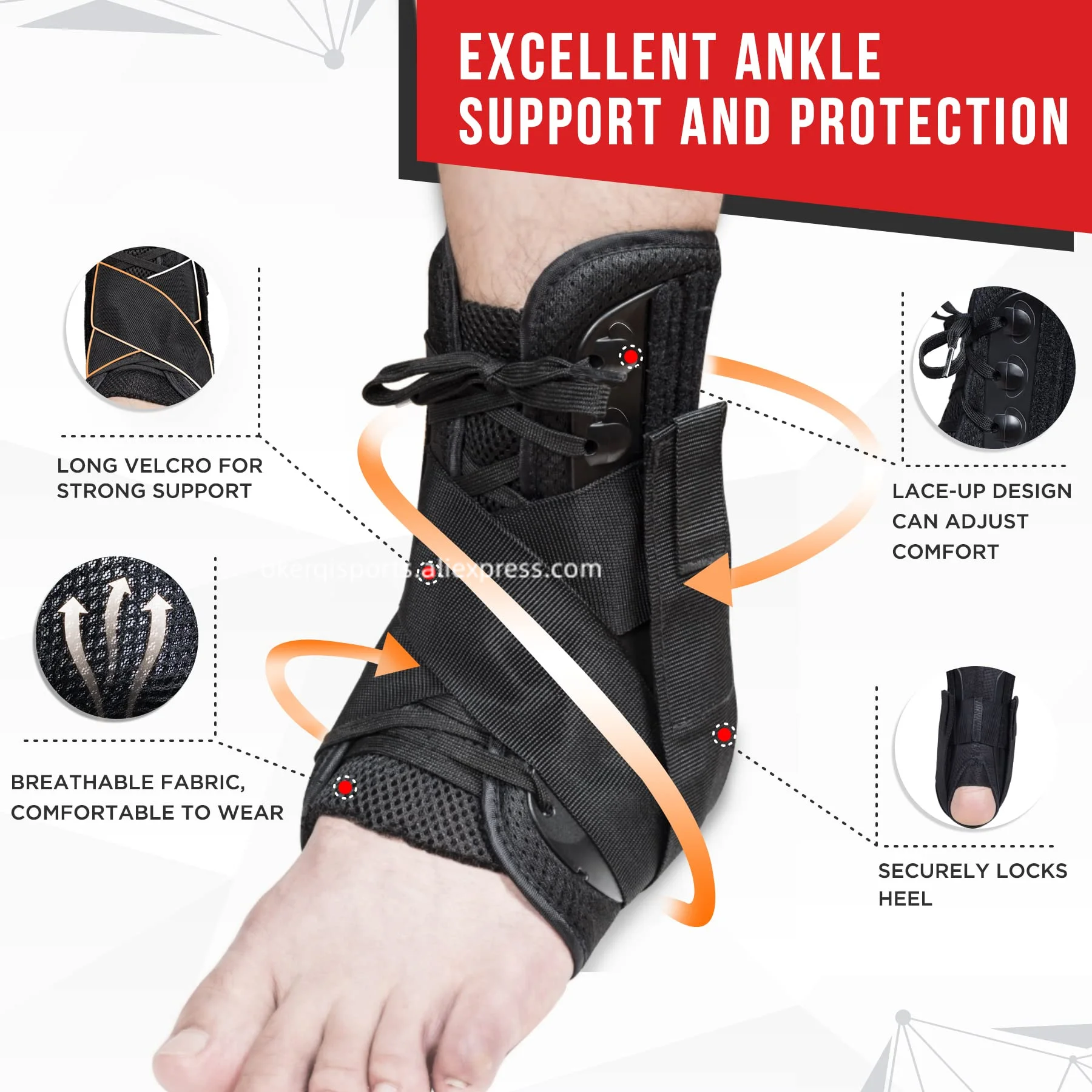 1Pc Sports Basketball Ankle Brace Support for Achilles Tendonitis Joint Pain Swelling Heel Spur Ankle Stabilizer Brace Tendon