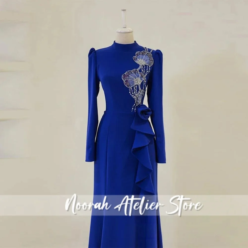 فساتين سهرة أنيقة إسلامية باللون الأزرق الملكي H N Dubai 2025 فساتين زفاف مطرز فستان حفلات Fساتين فستان رسمي مخصص