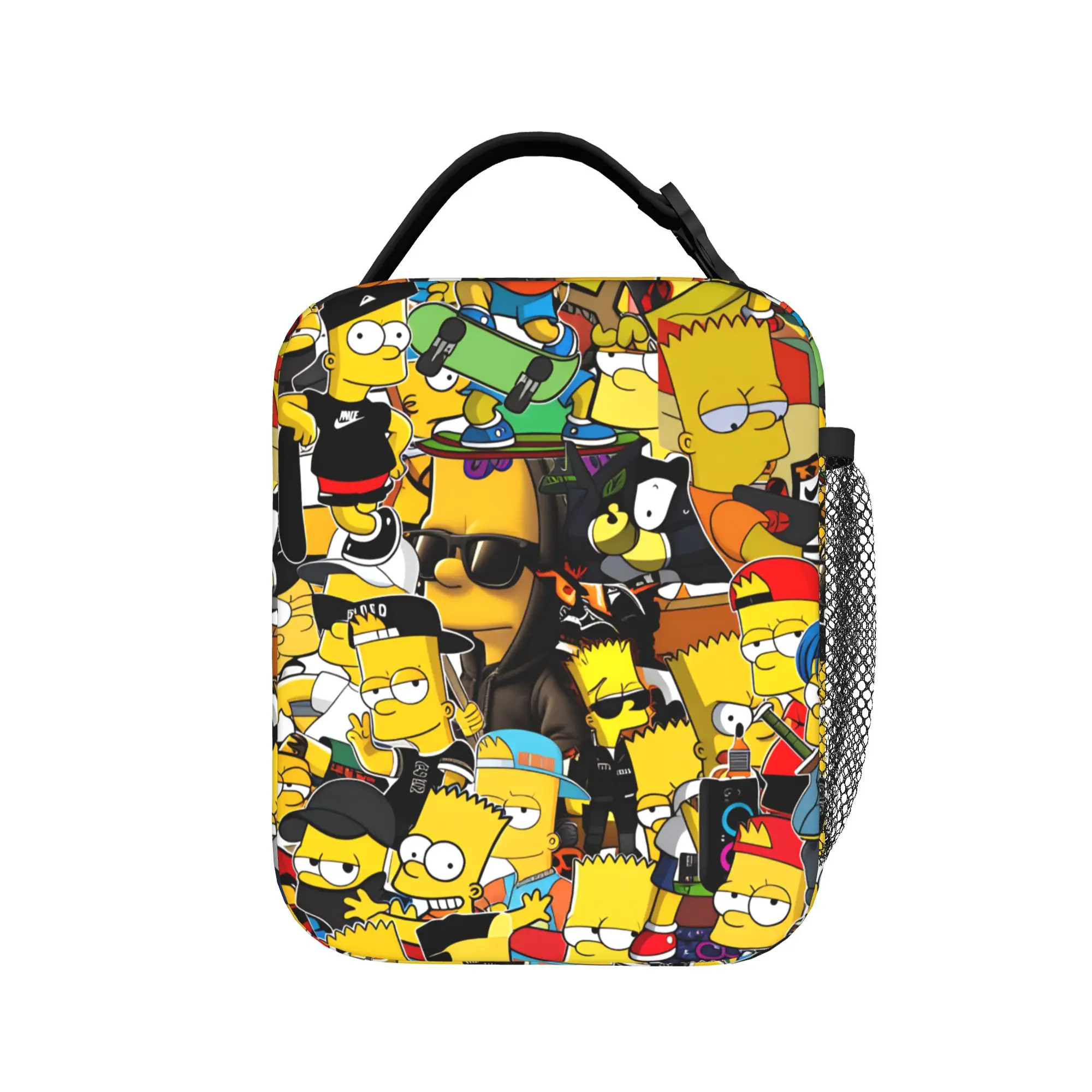 Bart S-Simpson Street Style Lunch Bag Outdoor Picnic Lunch Box For Men Retro Print Thermal Lunch Bags Oxford Portable Cooler Bag