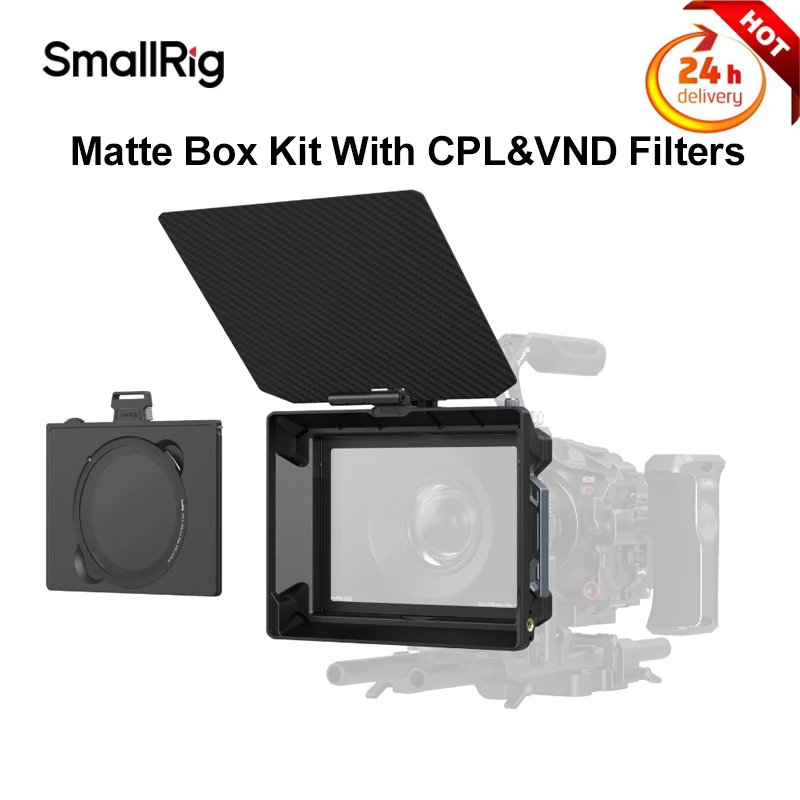 SmallRig Matte Box Kit with CPL&VND Filters 5011,Dual CPL&VND Functionality with Magnetic Quick Release Attachment